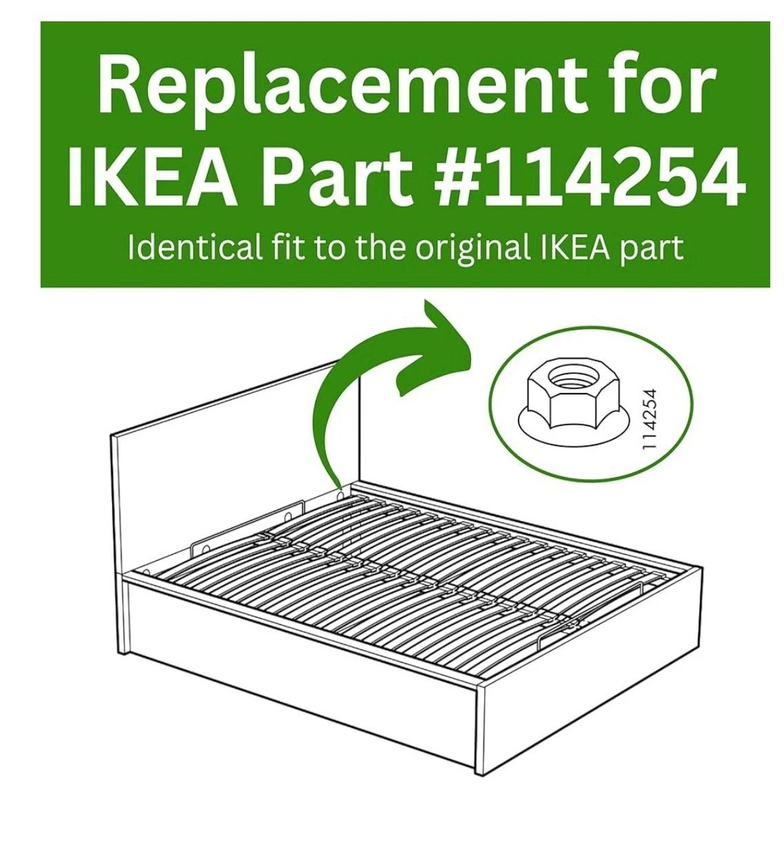 IKEA Replacement Bed Frame Nuts part #114254 (4 pack)-US SHIPPING
