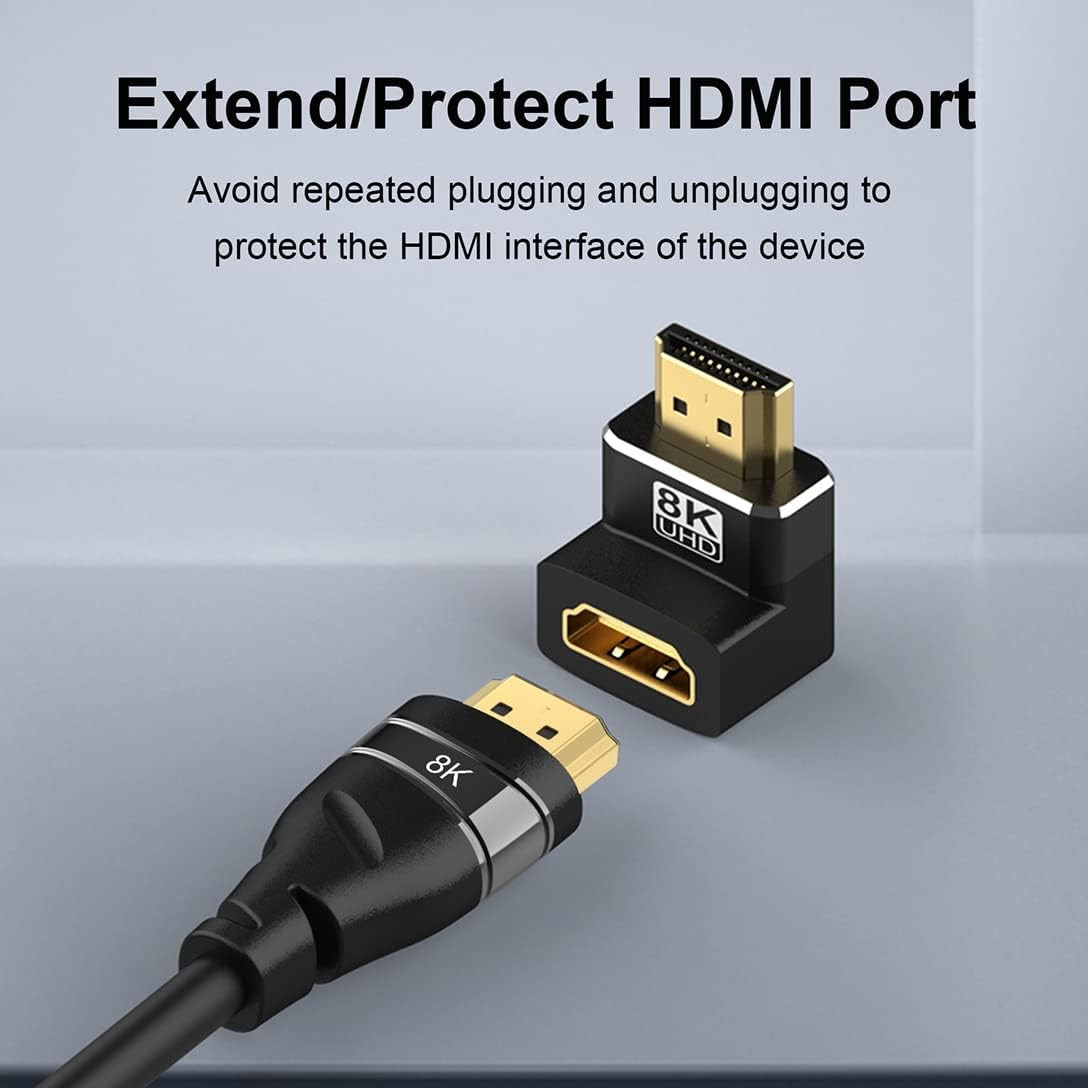 4 Pack 8K HDMI 2.1 Male to Female Adapter Connector up down Left Right Angle 90