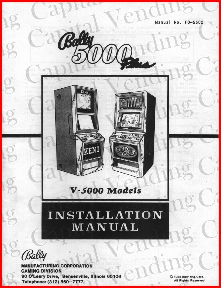 Bally 5000 Plus Installation Manual 37 pages V 5000 Models - You Select Option