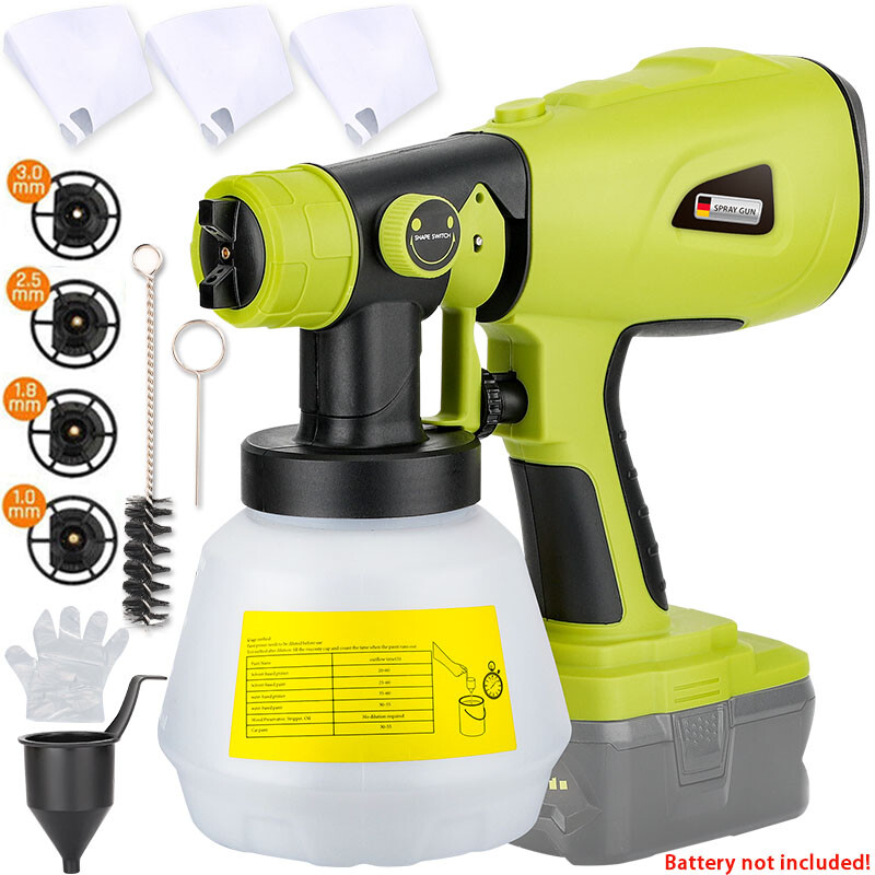 Cordless Paint Sprayer for Ryobi 18V Battery HVLP Electric Tools Spray Paint Gun