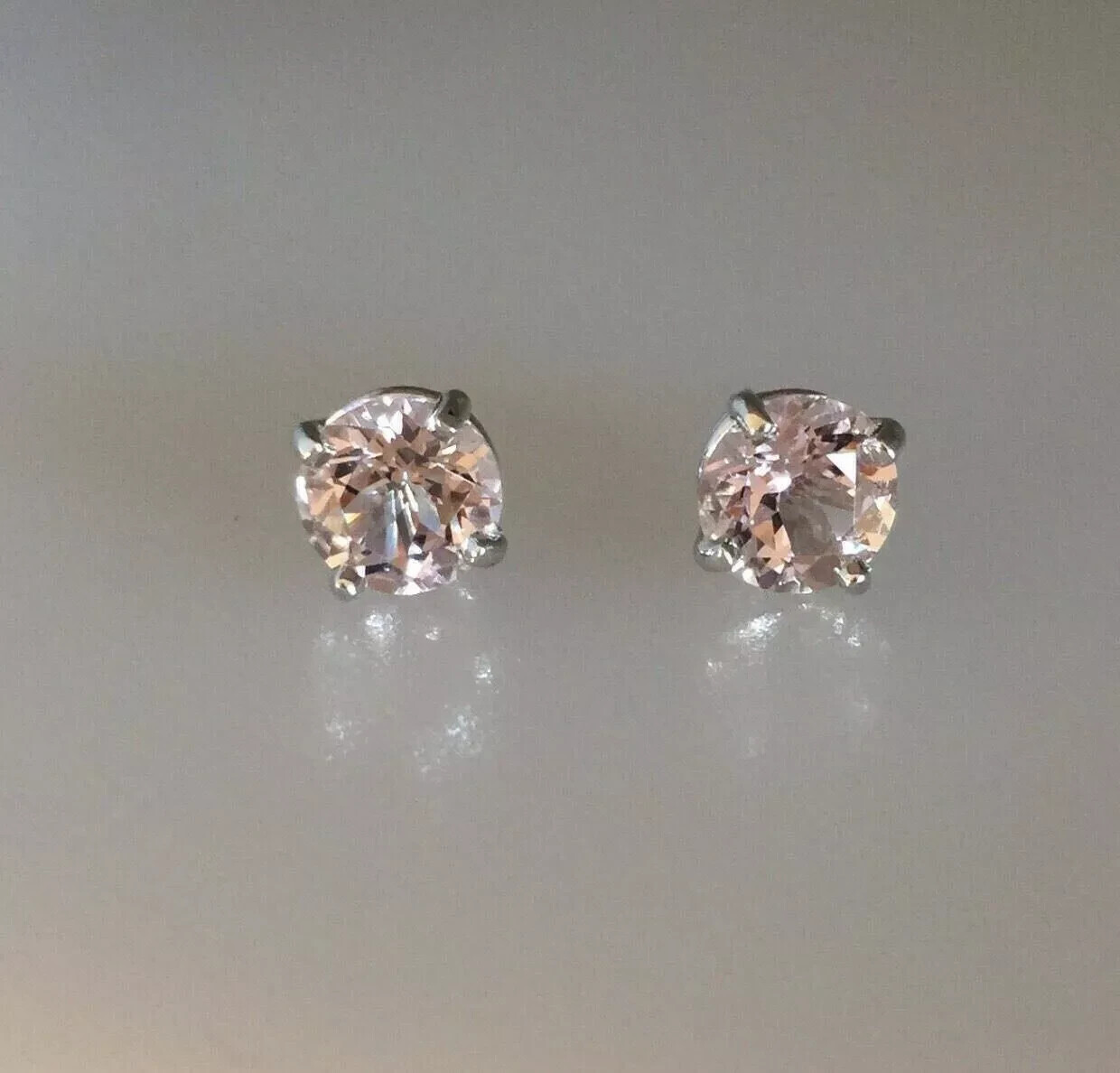 2Ct Brilliant Round Lab-Created Pink Diamond Stud Earrings 14K White Gold Plated
