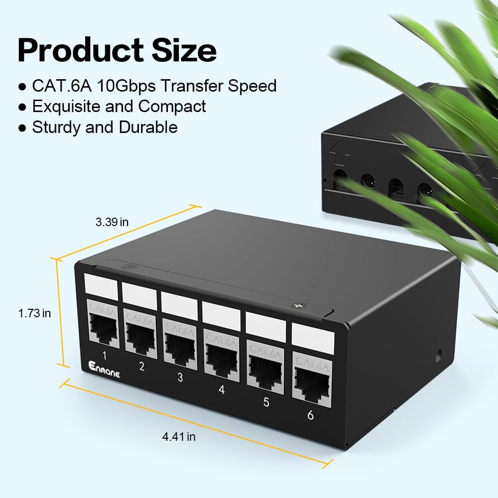 Patch Panel 6 Port CAT6A Keystone Patch Panel Shielded Network for Home/Offic...