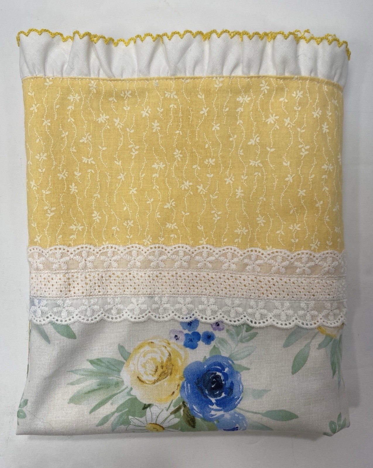 1 Custom Ruffle Lace Standard Pillowcase Yellow Blue 767