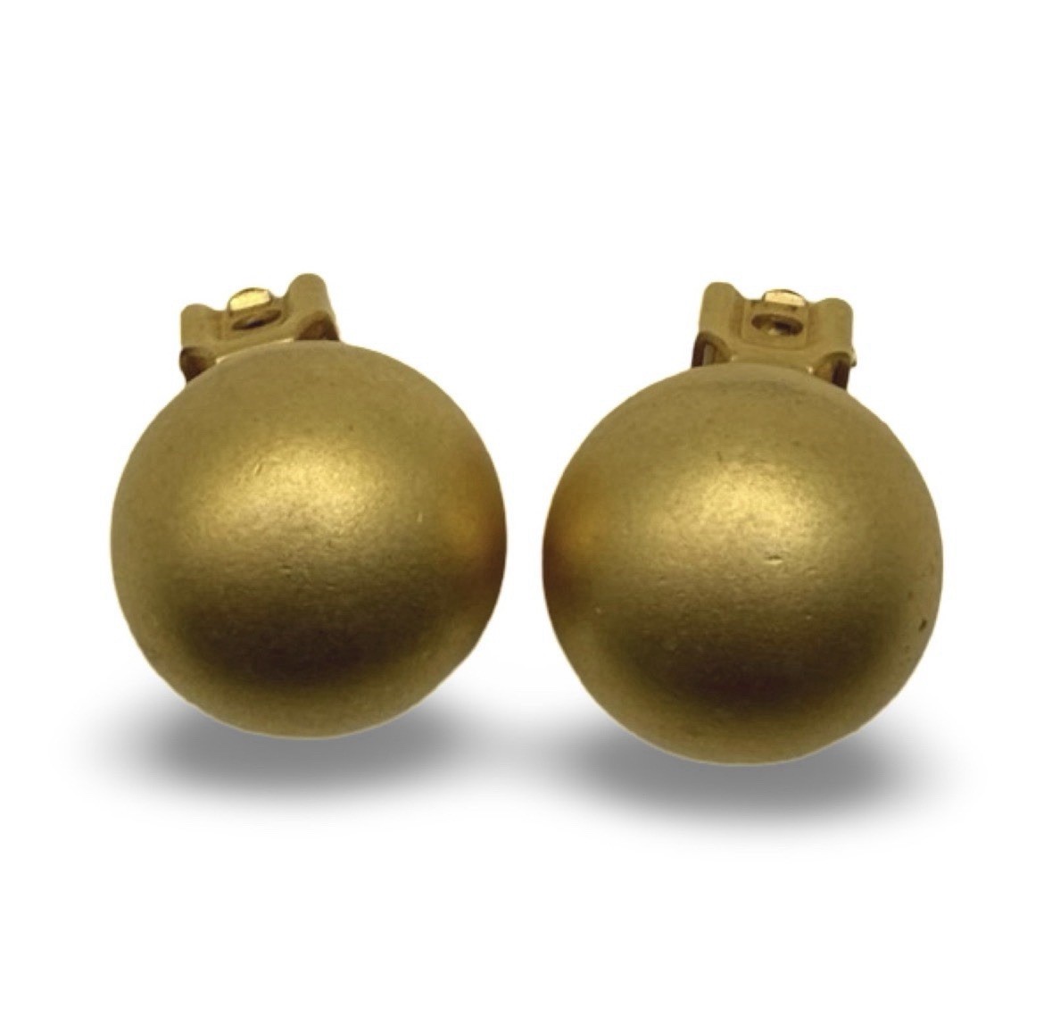 Vintage Ellen Designs Brushed Gold Ball Clip On Earrings
