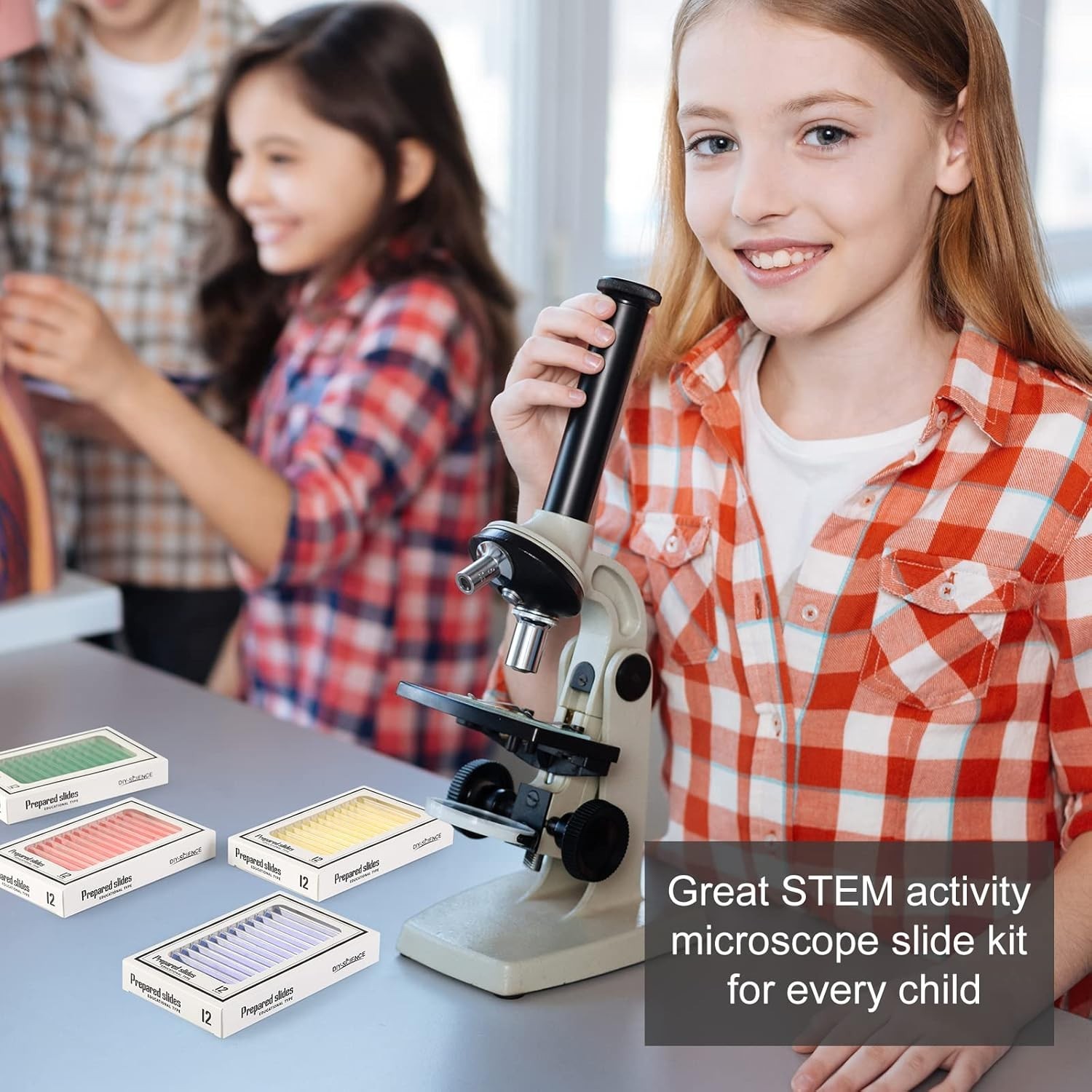 48 Prepared Microscope Slides for Kids - Safe & Clear Science Education