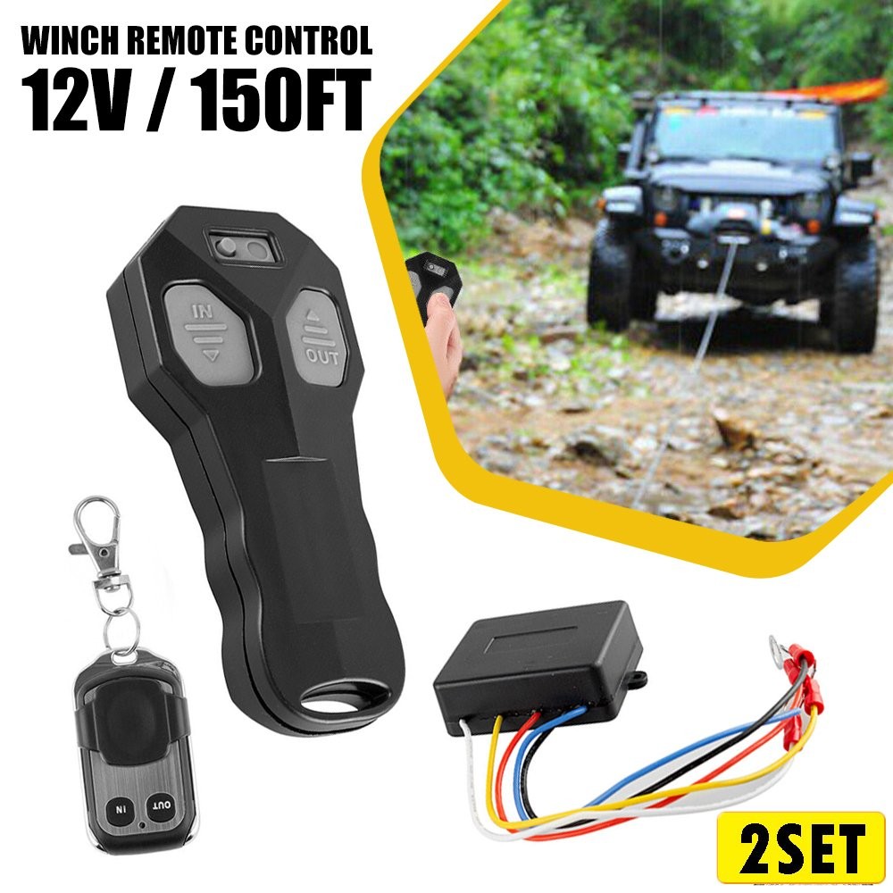 2Set Car Vehicle Winch Wireless Remote Control Transmitter Receiver 150ft Easy I
