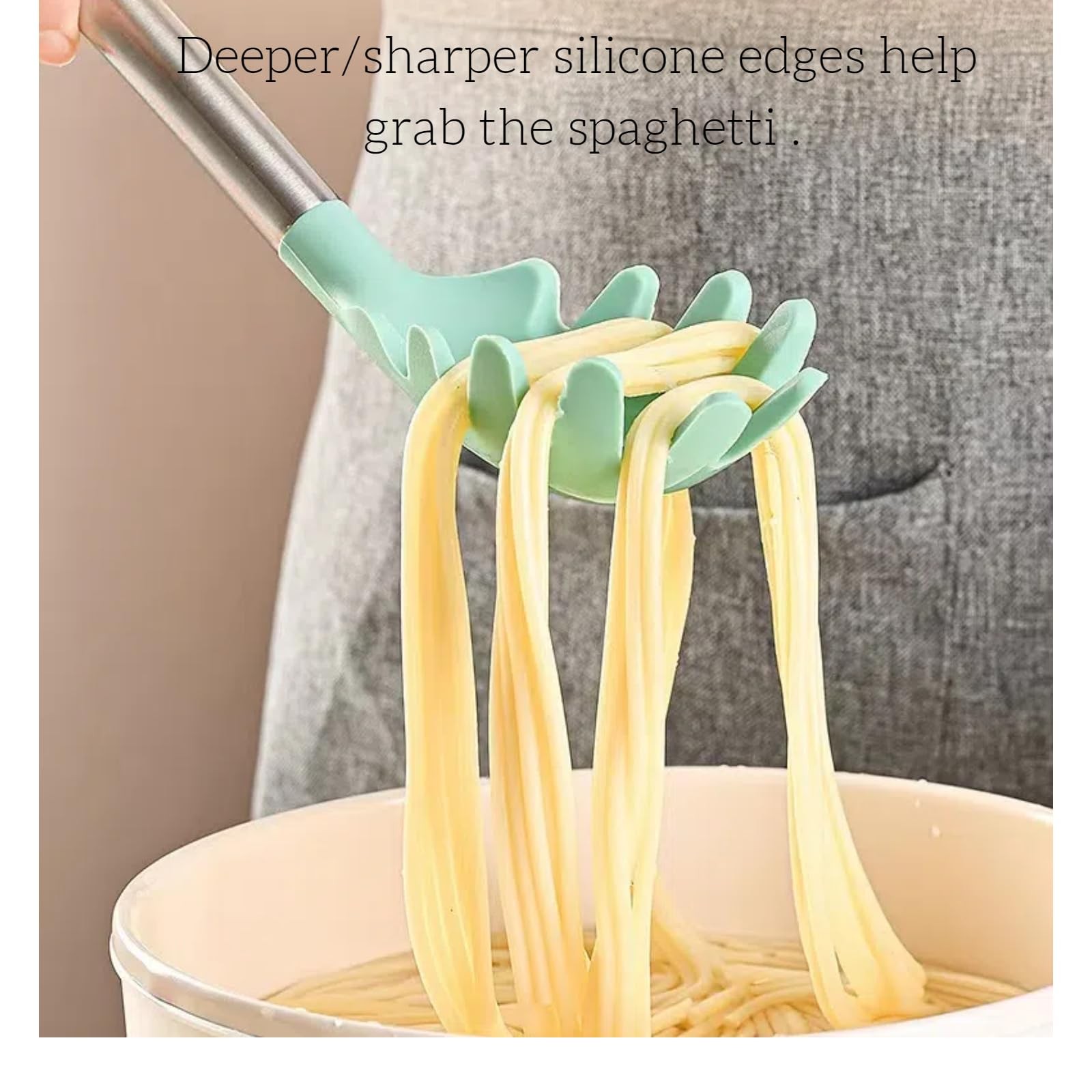 2Pcs Silicone Spaghetti Spoon Pasta Fork Spaghetti Strainer Noodle Spoon Server