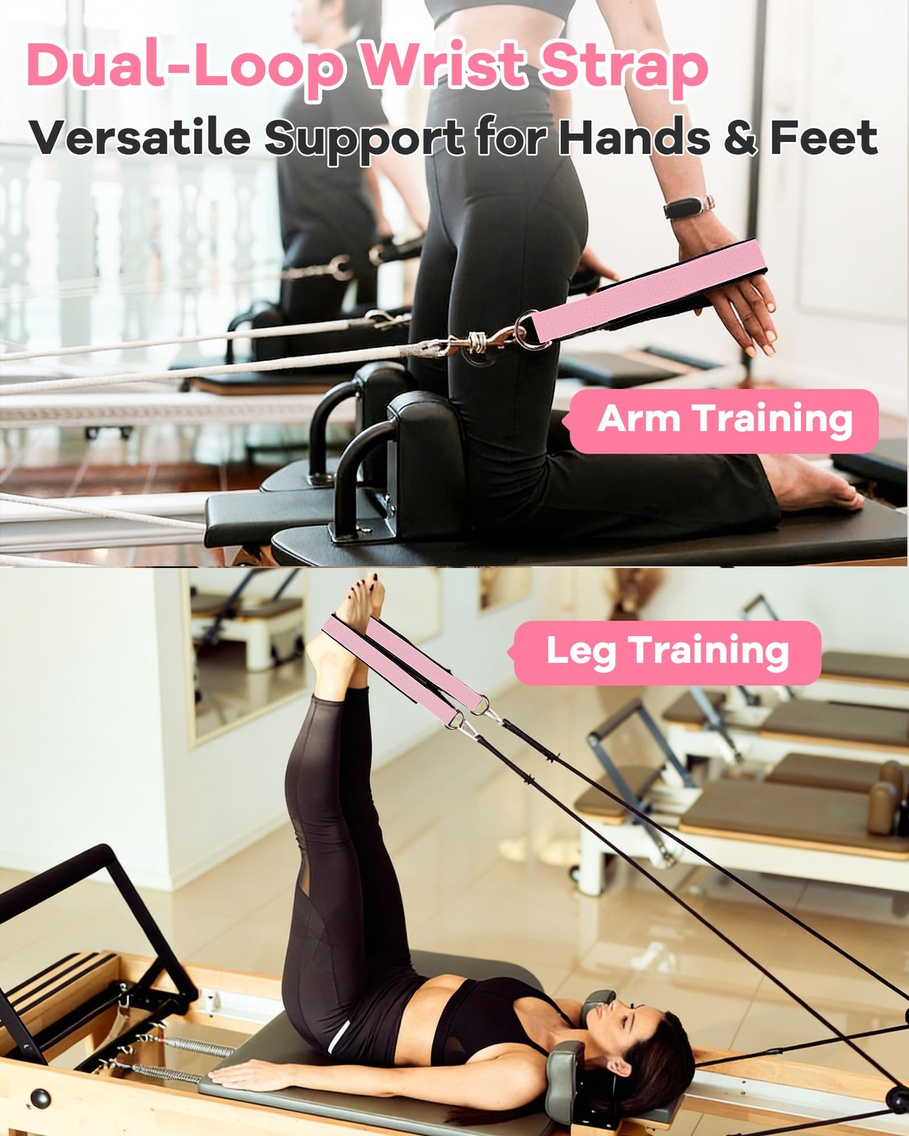 2PCS Pilates Straps for Reformer Comfortable DRing Double Loop Fitness Straps