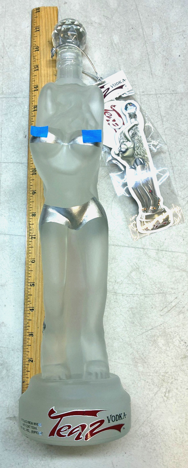 Teaz Vodka Bottle 750ml with Stopper and tags 17.5" Tall Collectable Limited Ed.