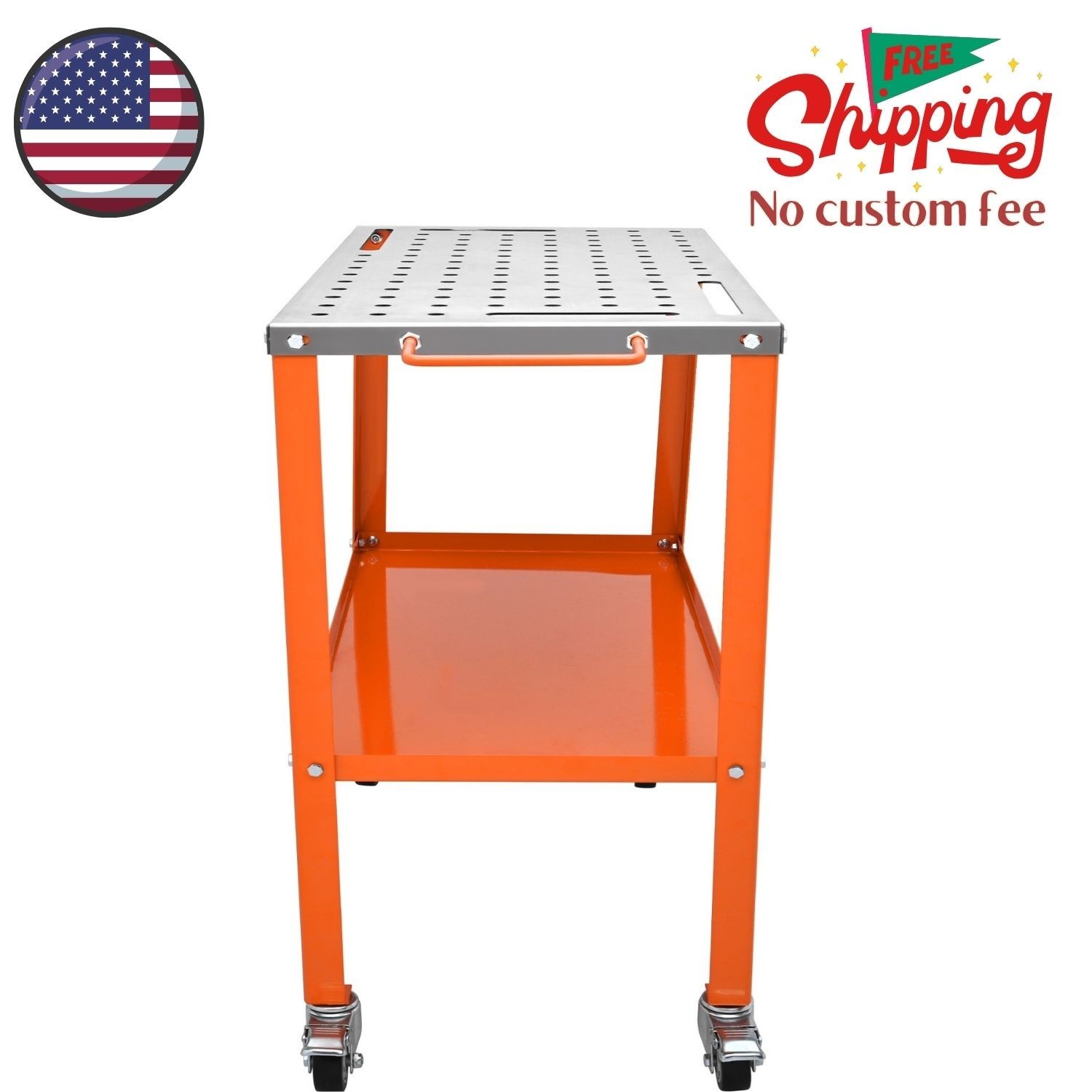 36" x 18" Steel Welding Table, 1200lbs Capacity Workbench with Wheels, Portable