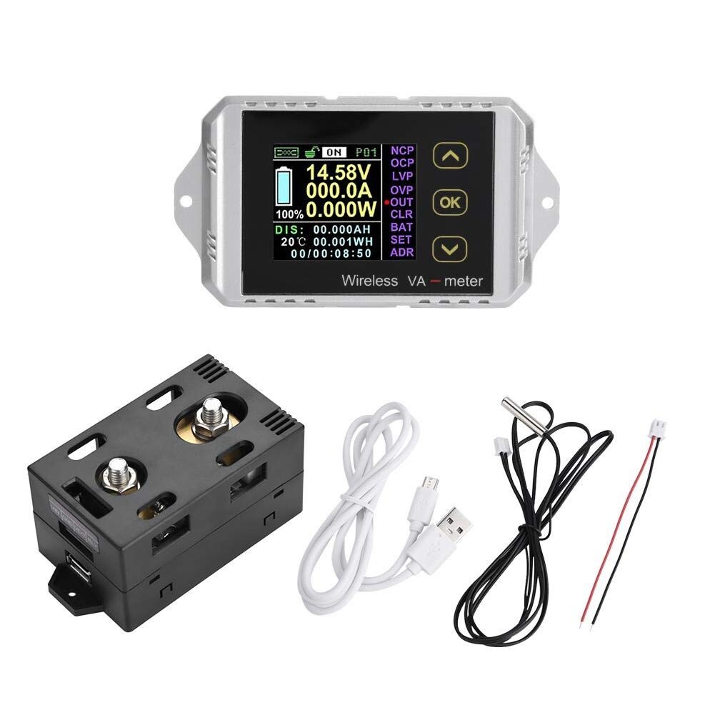 VAT1300 100V 300A Wireless Ammeter Voltmeter Battery Capacity Monitoring Coulomb