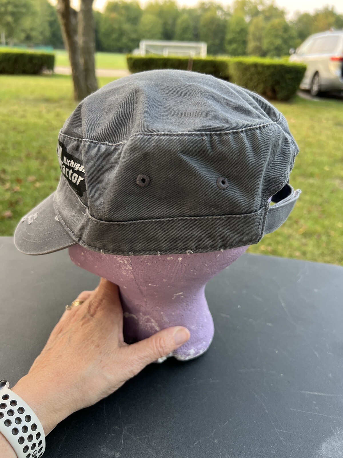 Michigan X Factor Gray distressed cadet cap hat. 100% Cotton Adj OSFA EUC
