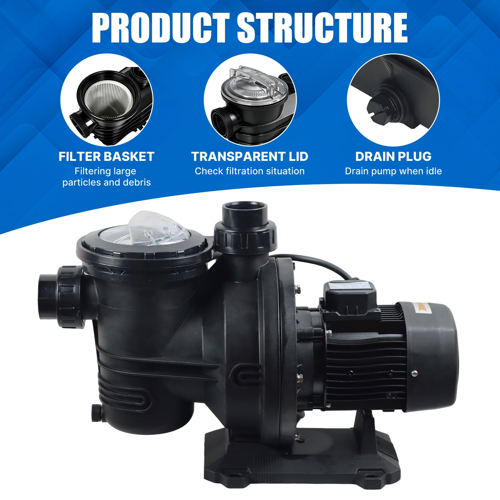 900W Solar Hybrid Swimming Pool Pump Kits with AC/DC Auto-switching Controller