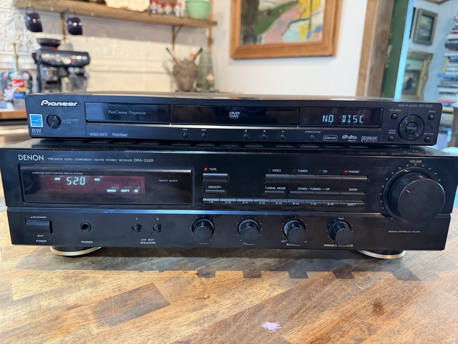 DENON Combo Set DRA 335R Stereo Receiver & Pioneer DV-300 Vintage High End Lot