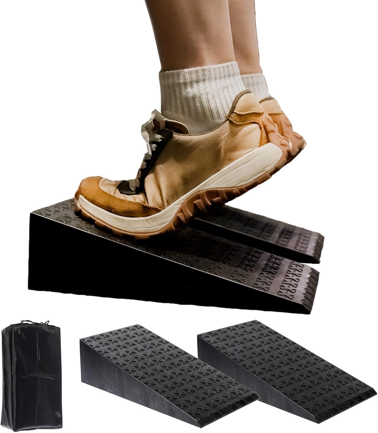2 PCS Squat Wedge - Heavy Duty Slant Board for Squat & Calf Stretcher 1,500 lbs