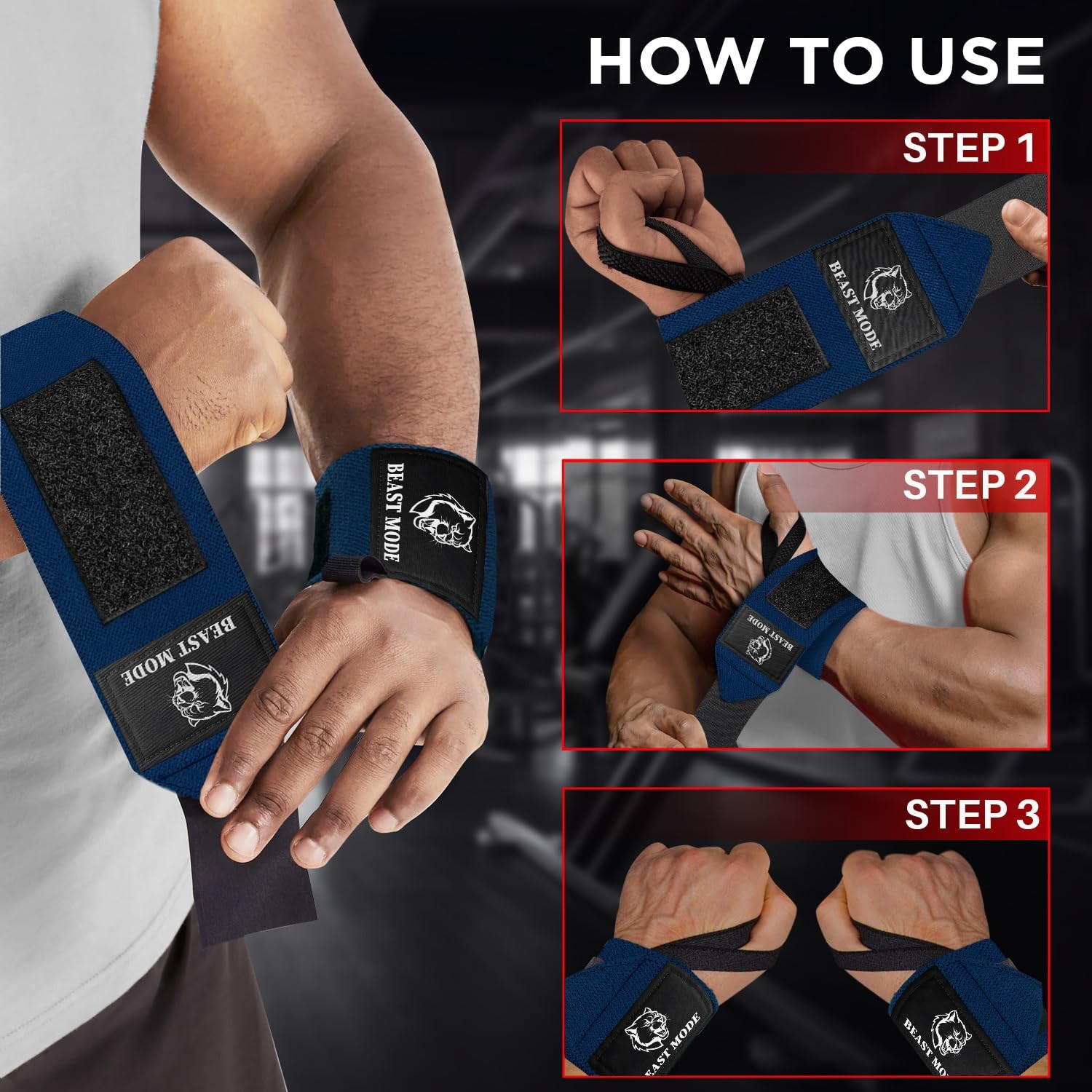 HeavyDuty Weightlifting Wrist Wraps with Thumb Loop for Powerlifting & Training