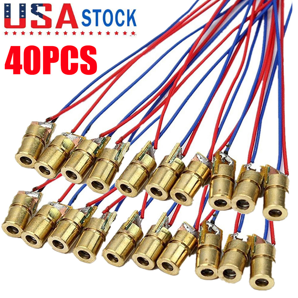 40PCS 650nm 6mm 3V 5mW Mini Laser Dot Diode Module Head WL Red NEW