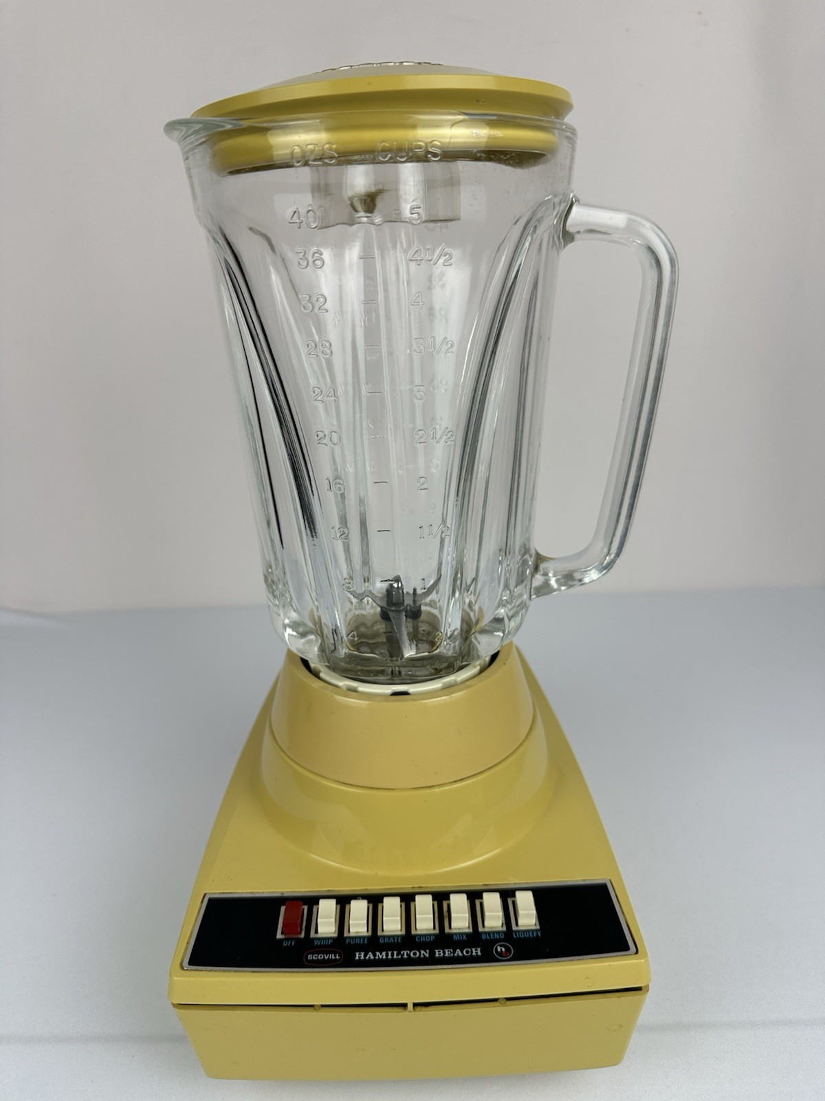 Vintage Hamilton Beach Scovill Model 623 Harvest Yellow Blender Glass Jar Works