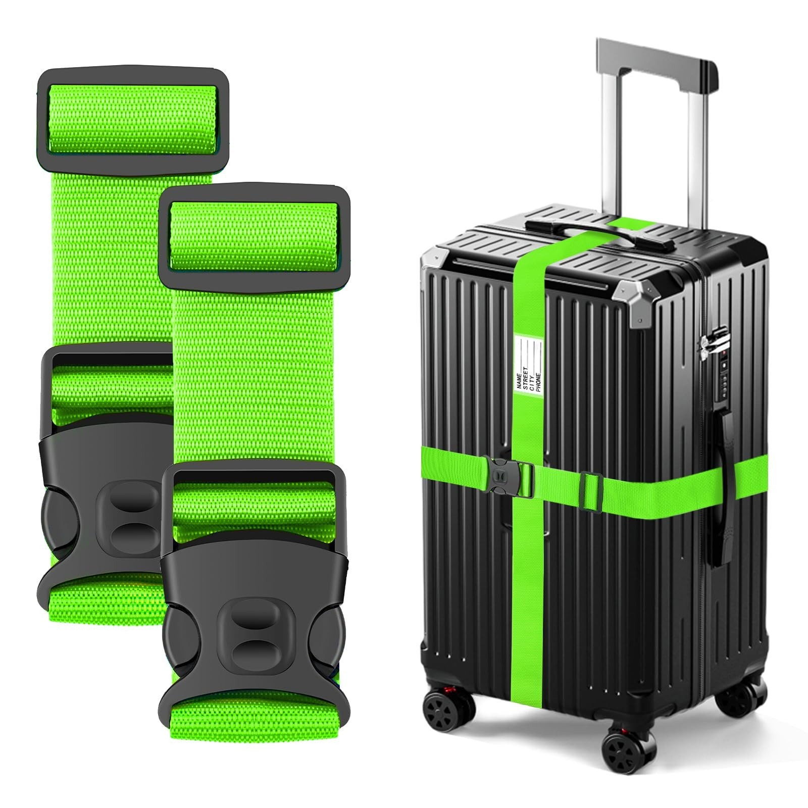 BILIONE Luggage Straps Adjustable Suitcase Belt, Lockable Against Accidental ...
