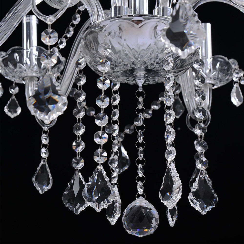 E12 Elegant Crystal Candle Decoration Chandelier Pendant Ceiling Light 6 Lamp