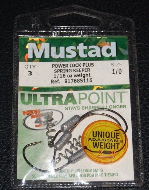 Mustad 91768S116-10 Power Lock Plus Spring Keeper 1/16oz Weight 1/0 Hook