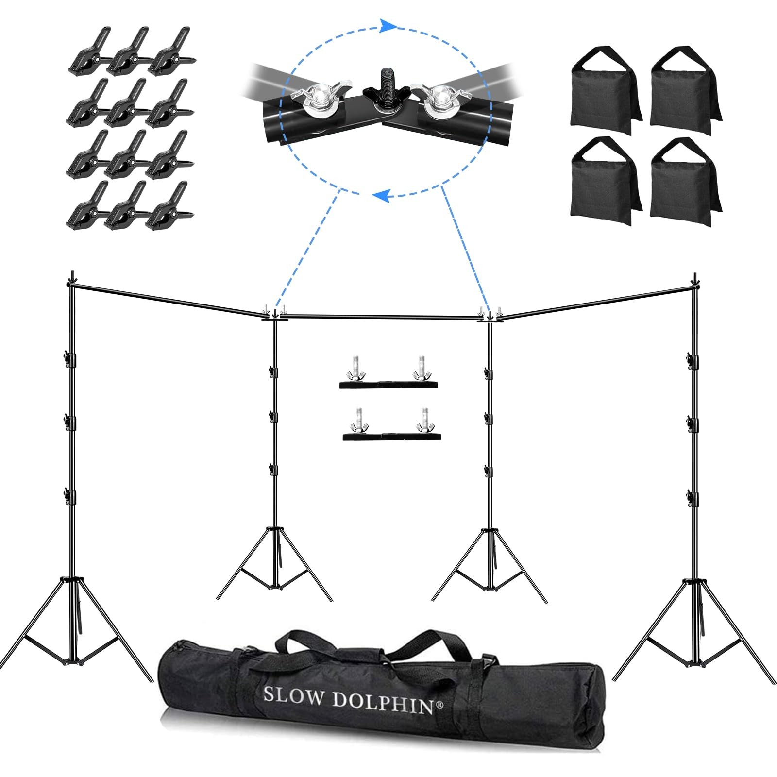 SLOW DOLPHIN Photo Video Studio 30ft (Wide) x 10ft (Tall), x 10ft, Black