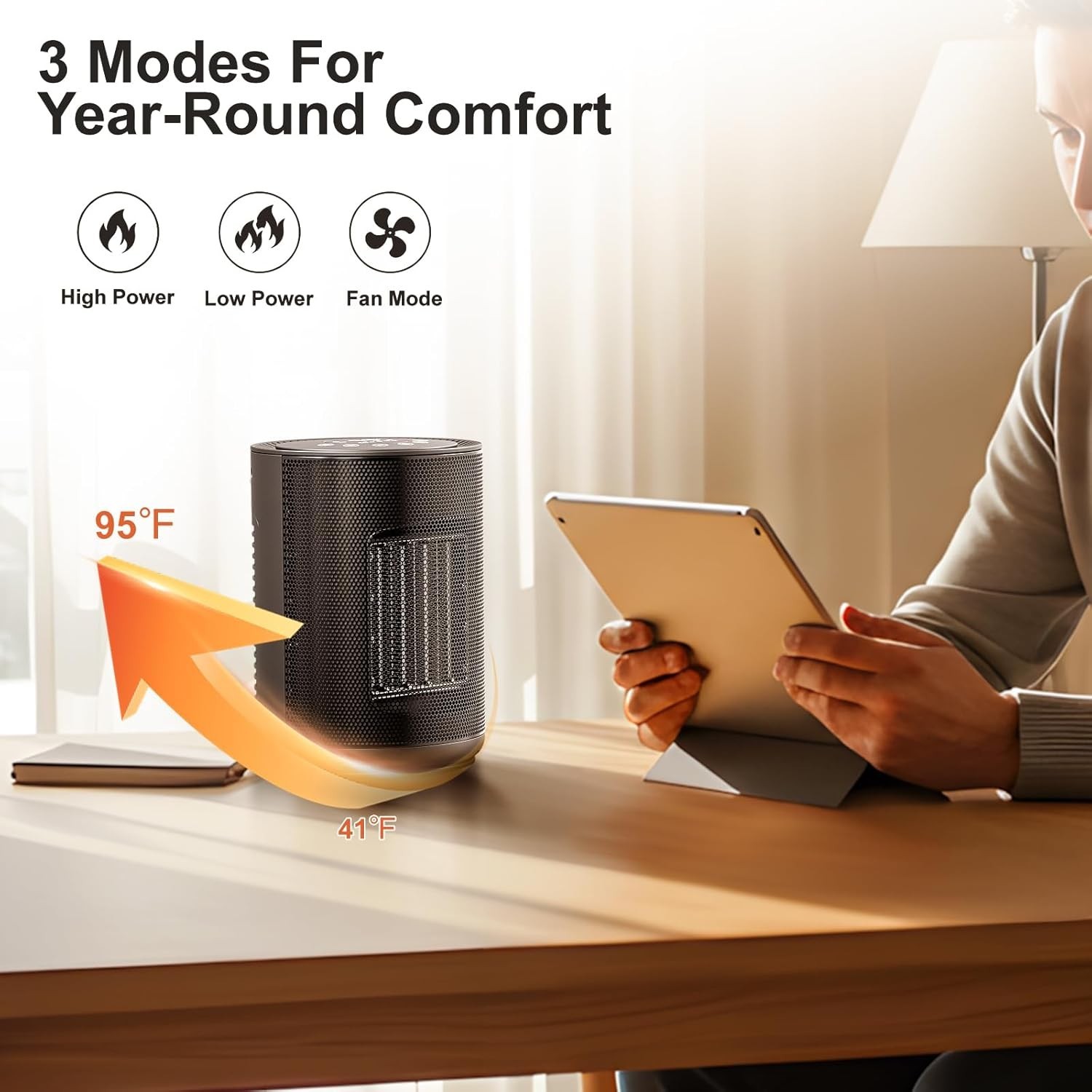 Space Heater Portable Heater Electric Ceramic Fan Small Heaters Handle Indoor