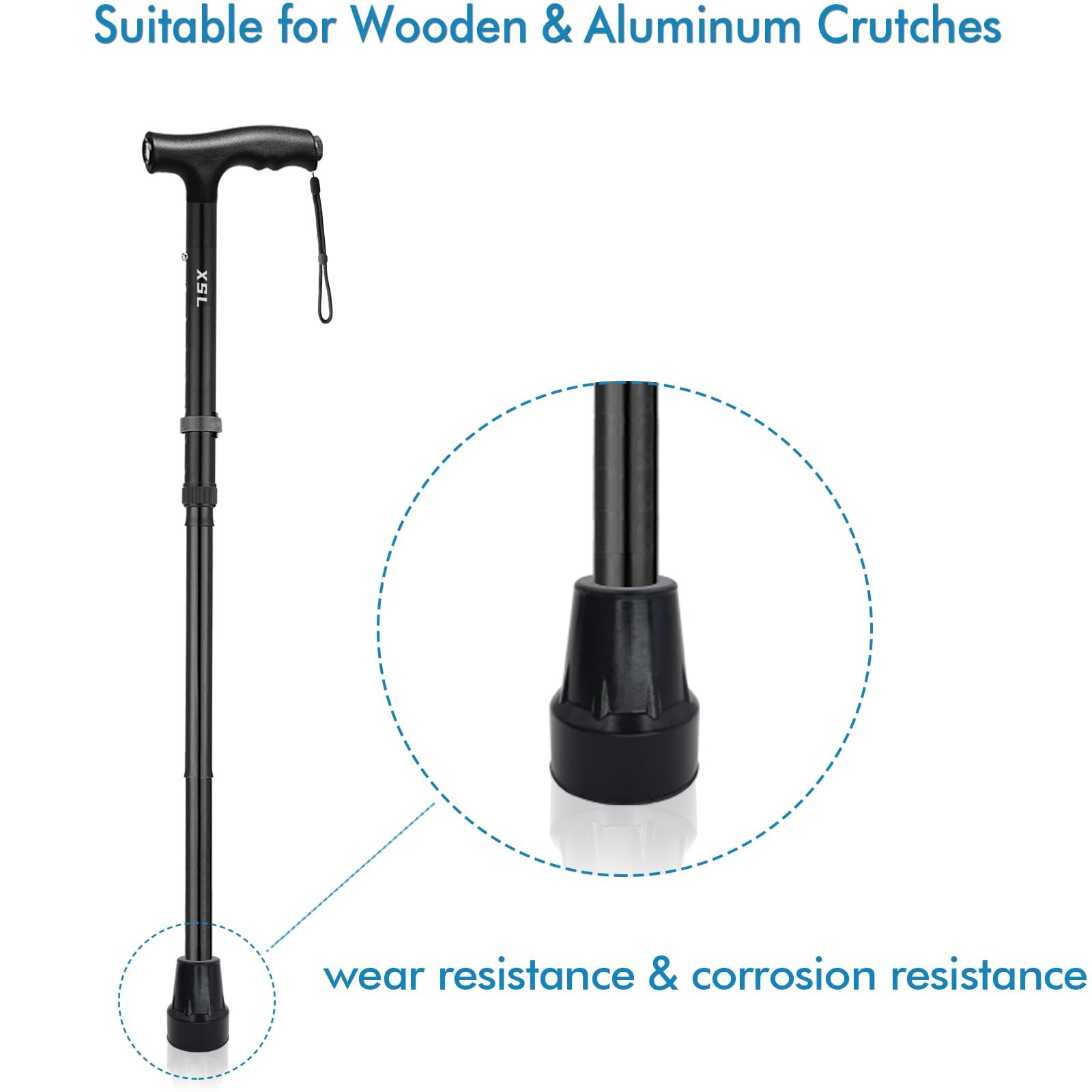 Replacement Cane Tips, Black, 1 inch 1 Inch (Pack of 2)
