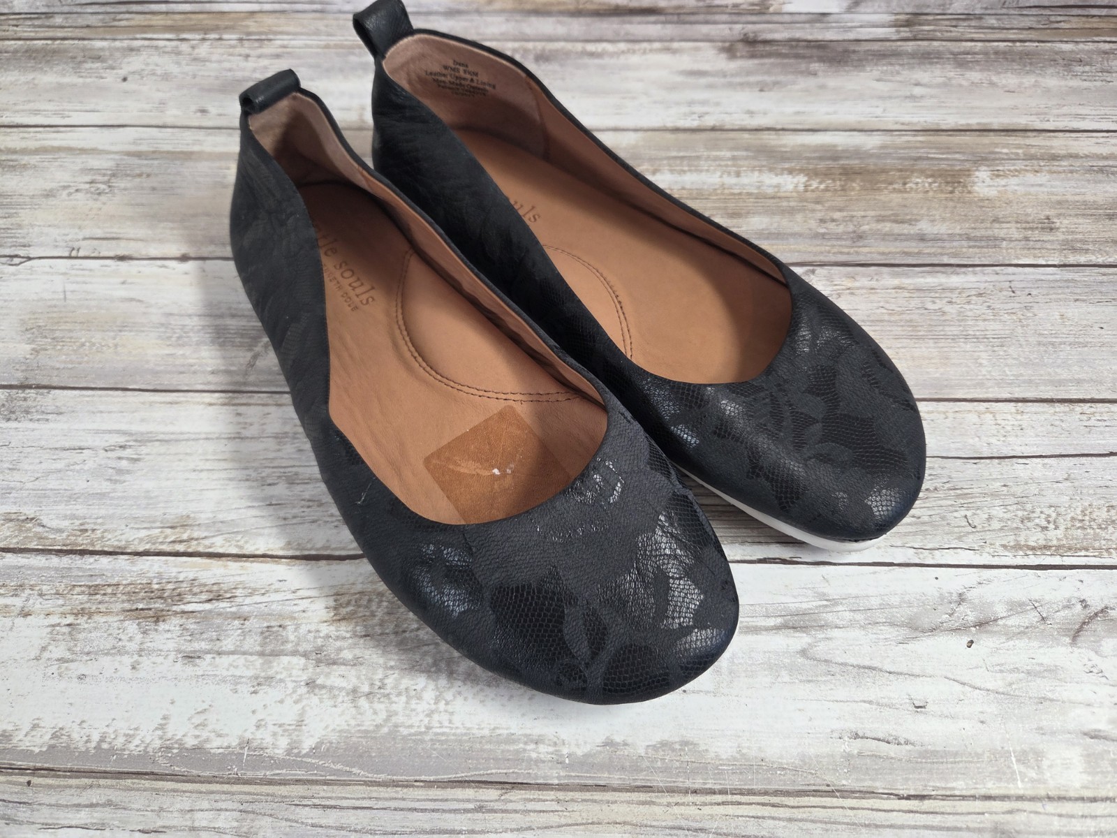 Kenneth Cole Gentle Souls Dana Black Ballet Flats Womens 8.5M Leather Comfort