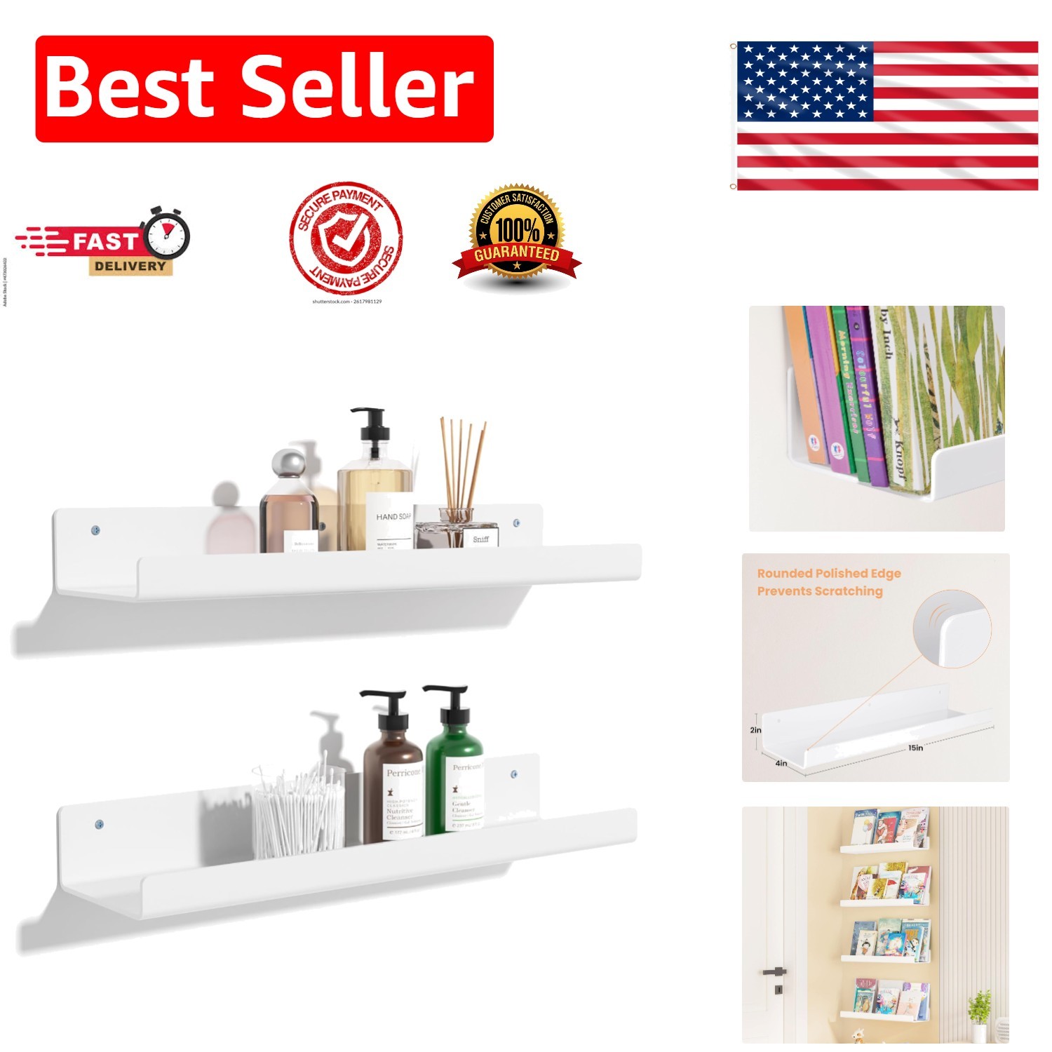 Multi-Purpose 15" Acrylic Floating Shelves, Set of 2 - Organize Stylishly