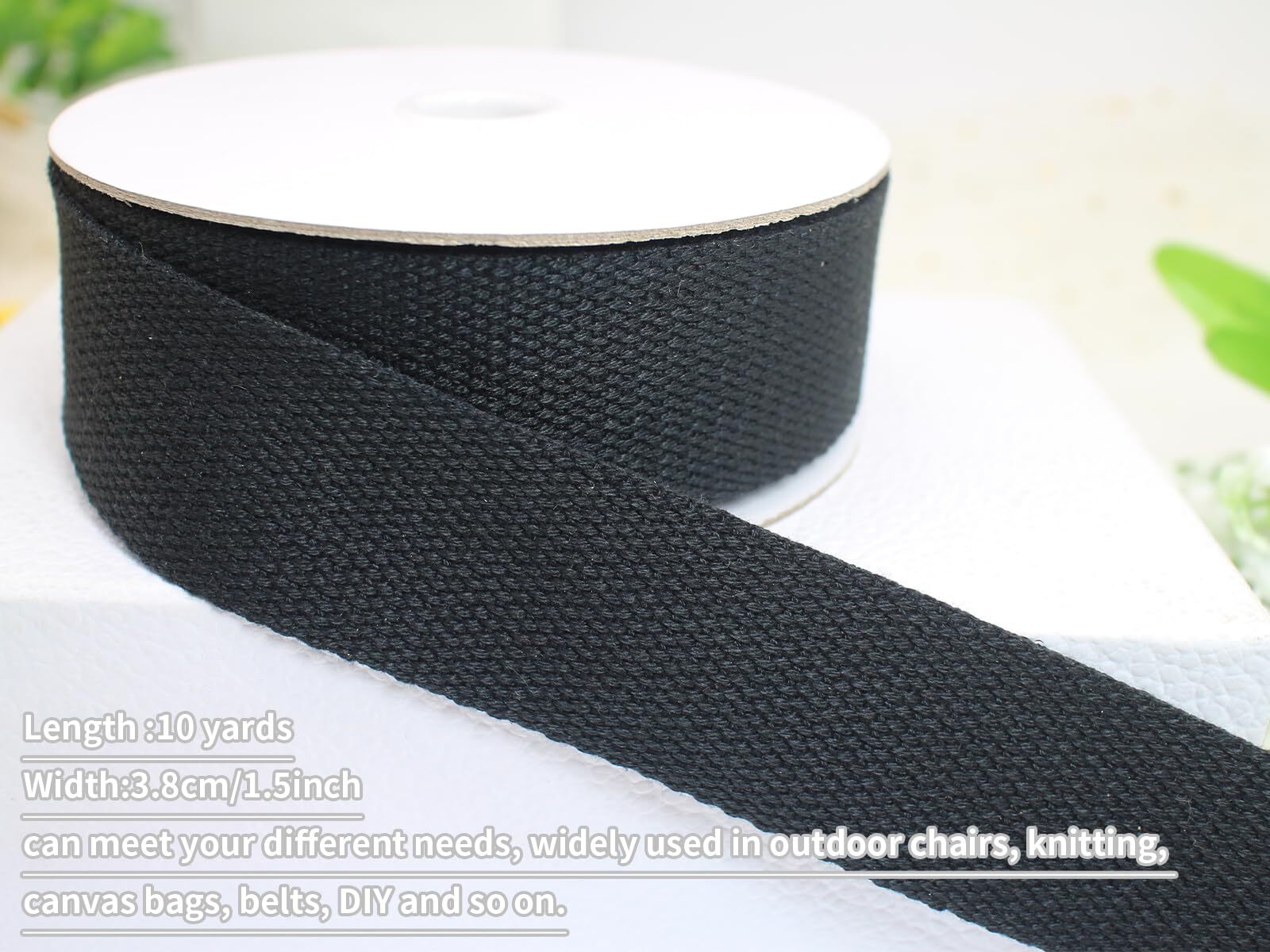 1-1/2 Inch 30Ft Heavy Cotton Webbing Strap Wide Flat Weave Webbing Strap