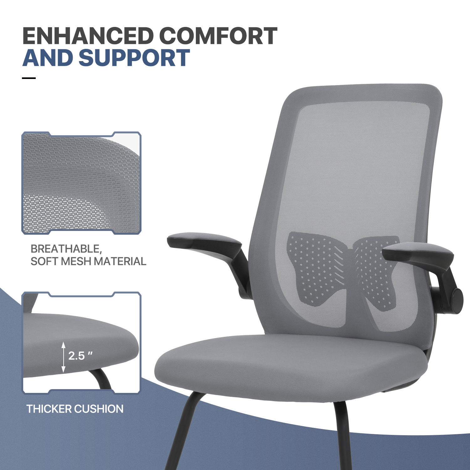 [PAIR SET]Breathable Mesh Back Sled Base Guest Chair Office Reception Clerk Seat
