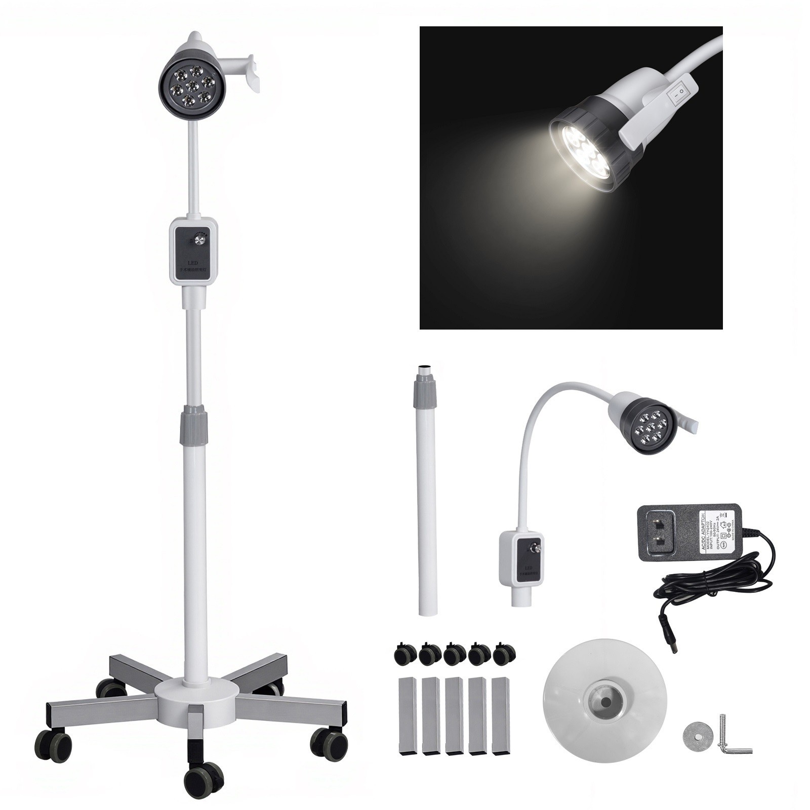 Dental Surgical Cold Light Dimmable 15W LED Shadowless Exam Operating Lamp