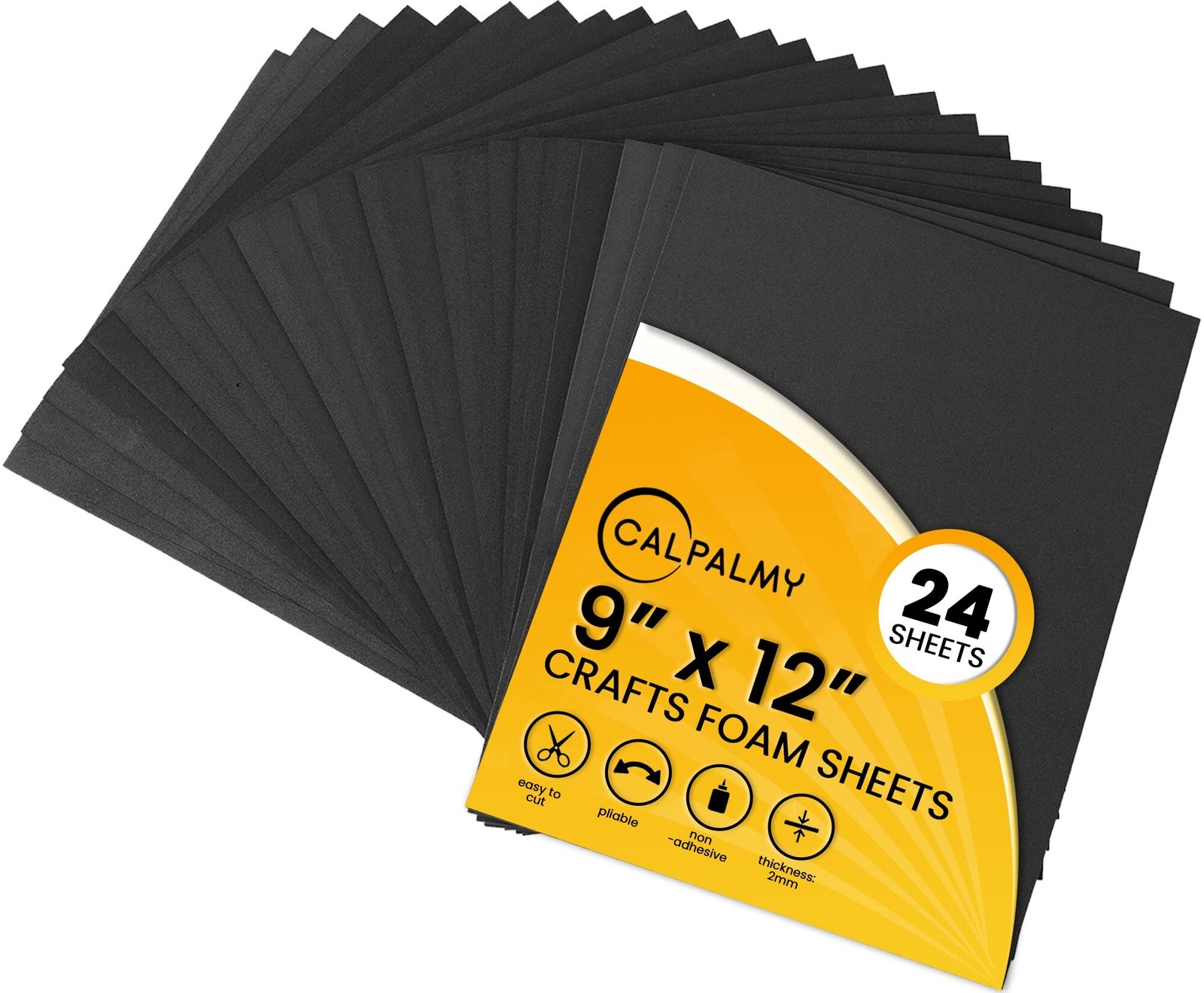 24 Ct Sheets Black EVA Cosplay Foam in 9” x 12’’ Sheets; 2mm Thick,
