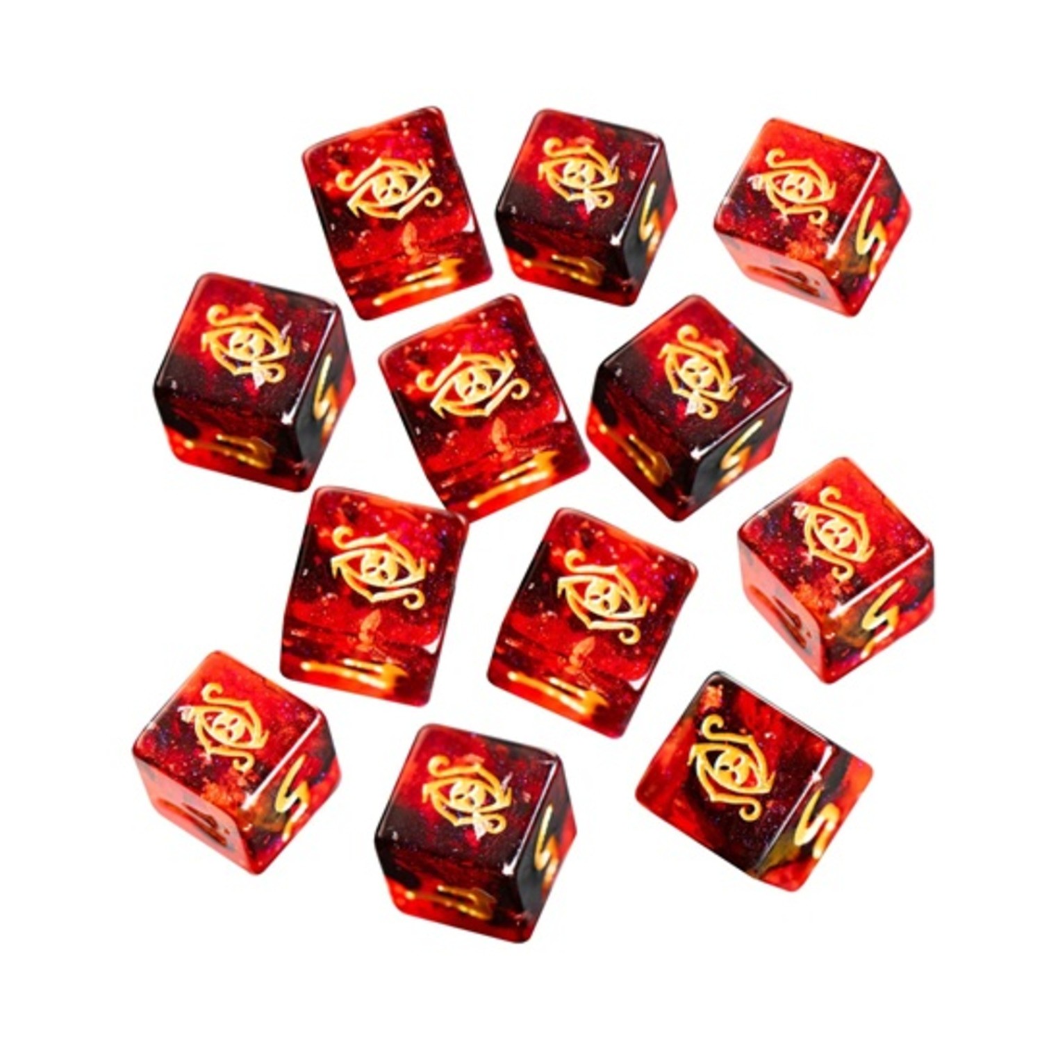 Infinite Black Elder Dice d6 Set - Eye of Chaos - Dark Omens (12) New