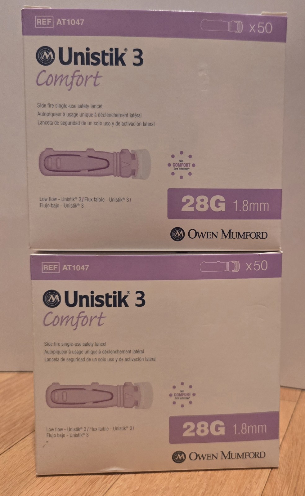 Unistik 3 Comfort - 28G 1.8mm Lancets - Exp. 8/2029 - Lot of 100 Lancets