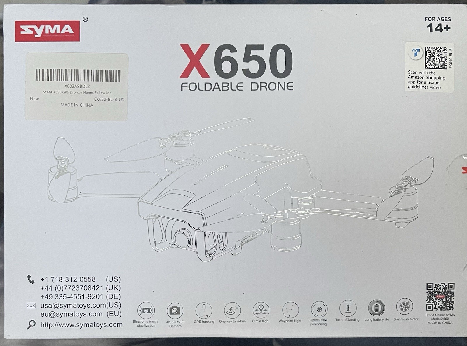 Syma X650 Foldable Drone 4K 5G Camera GPS Tracking Home Follow Me - New In Box