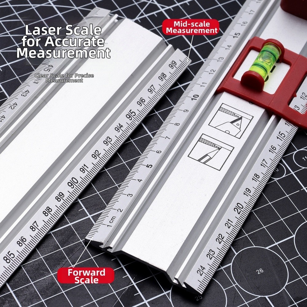 50cm Aluminum Straight Edge Ruler with Dual Vial Levels for Workshop Use