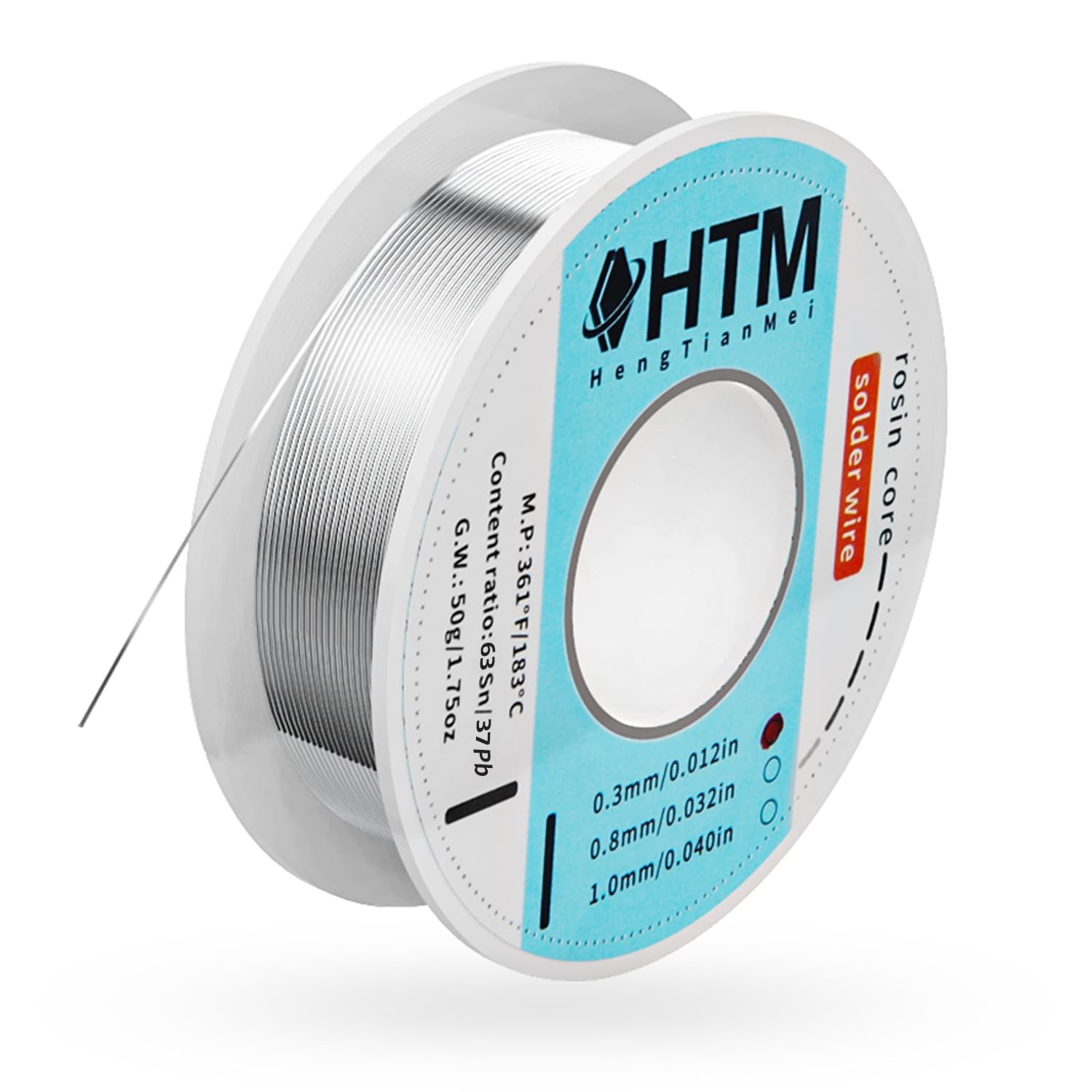 HengTianMei 63/37 Rosin Core Tin Lead Solder Wire For Electrical 0.3mm/50g