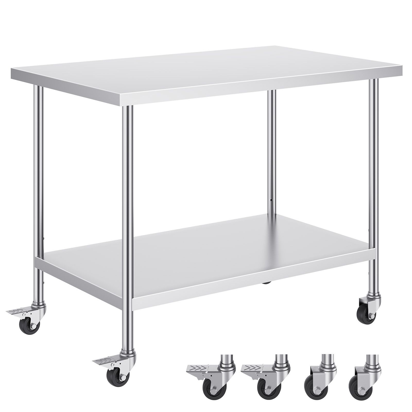 30x48in Stainless Steel Work Table with 3 Adjustable Shelves