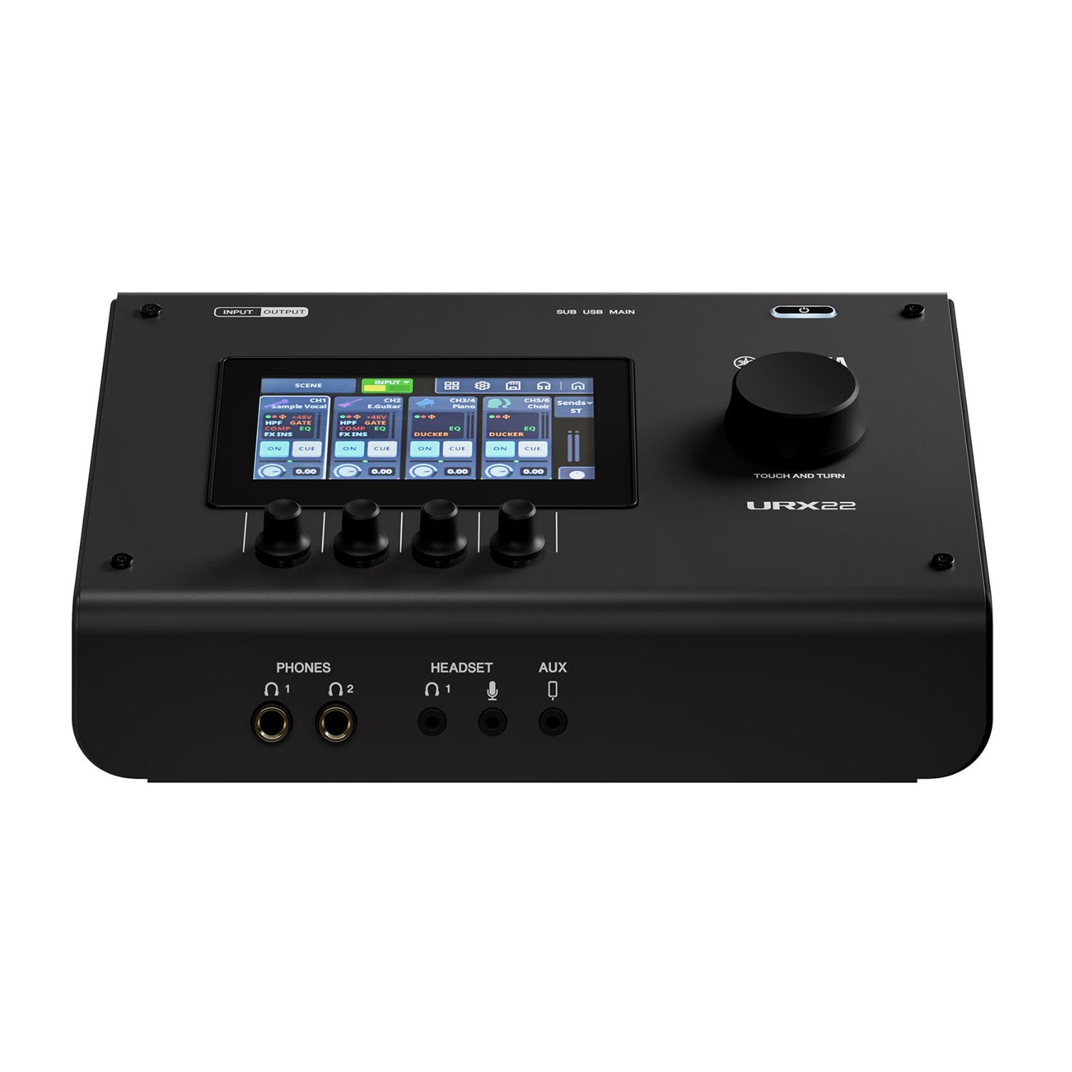 Yamaha URX22 4x2 USB-C Audio Interface with Touchscreen DSP (Black Finish)