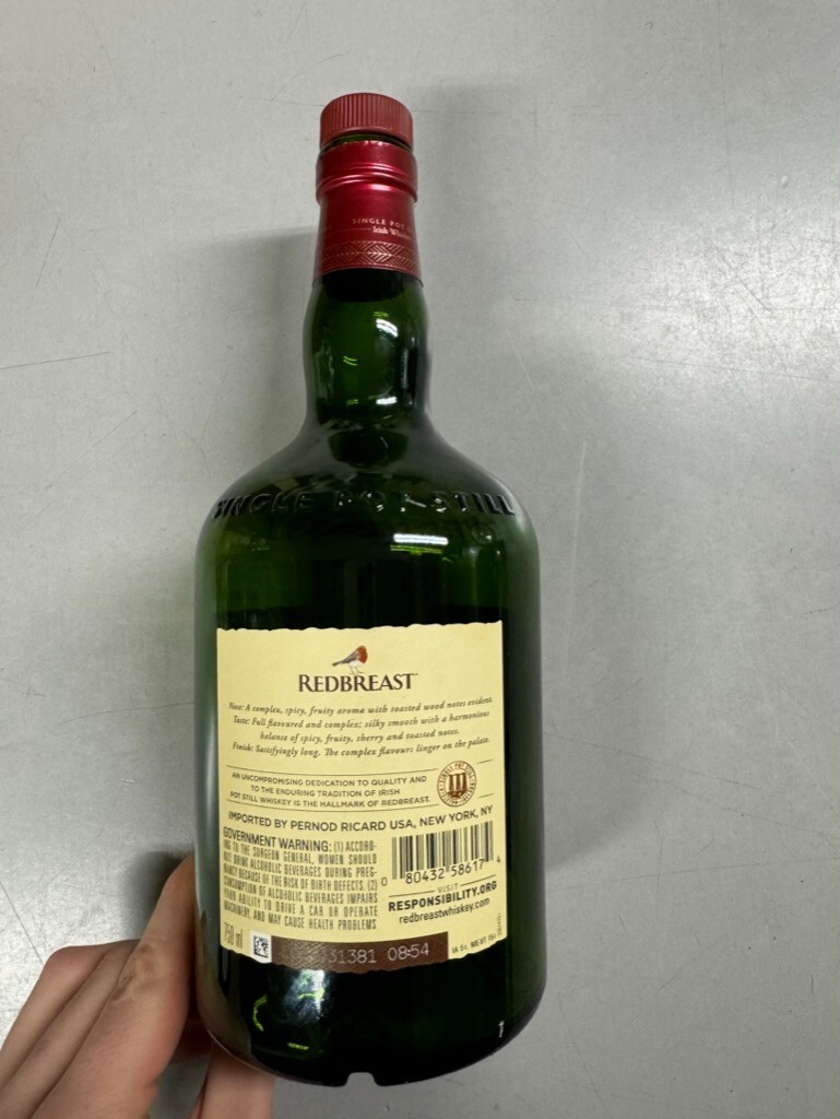 Empty Redbreast Irish Whiskey Bottle & Box 12yr Aged