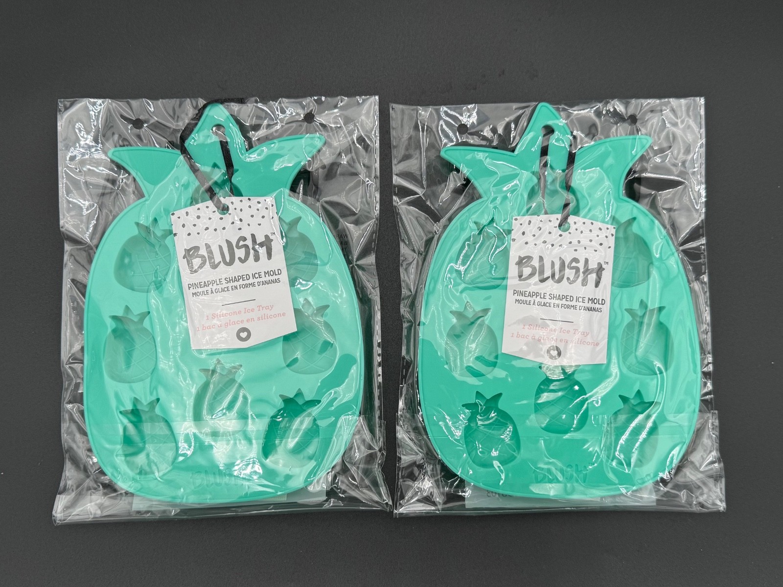 Blush Pineapple Ice Cube Tray 9 Pineapple-Shaped Cubes Lot of 2 RV $30