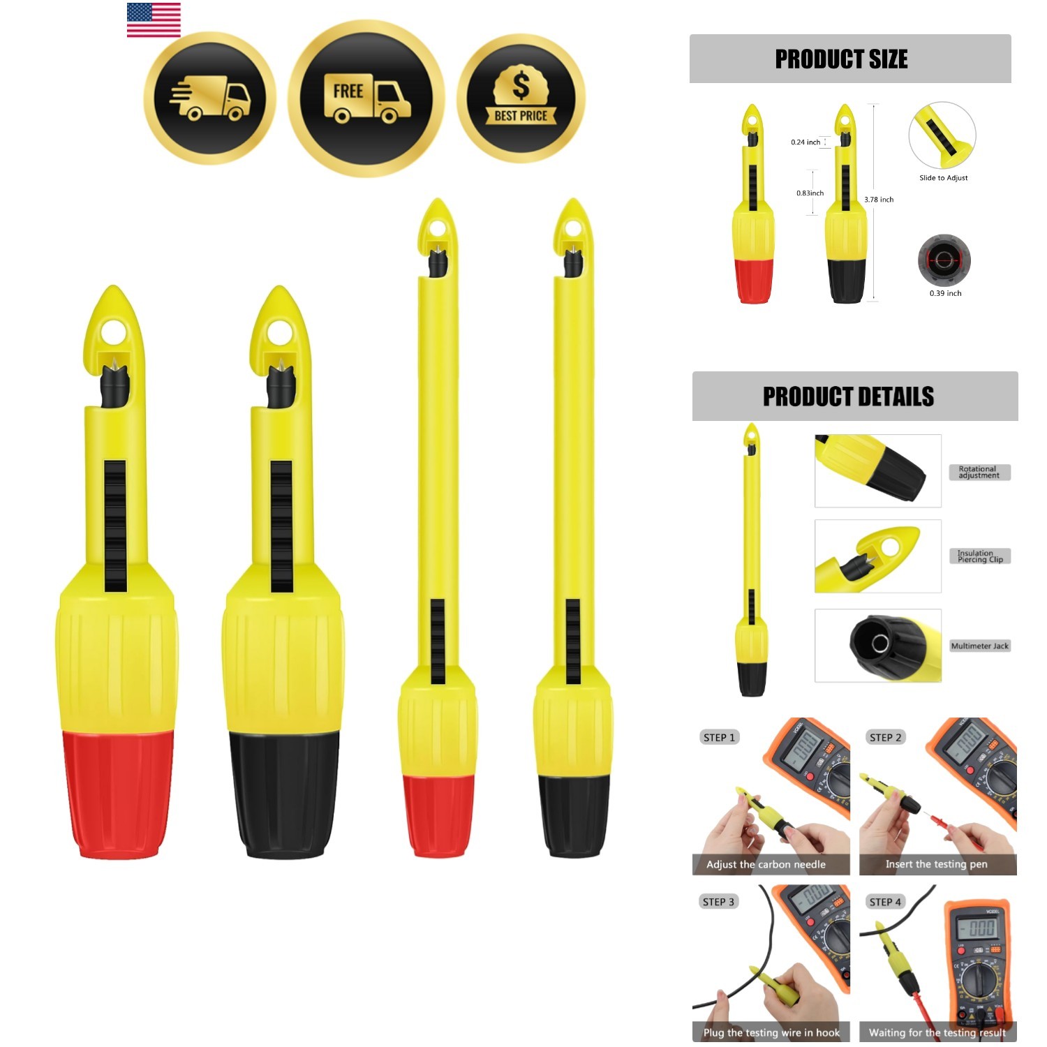 Wire Piercing Probe, Insulation Piercing Clip Tool for Multimeter Voltage Vol...