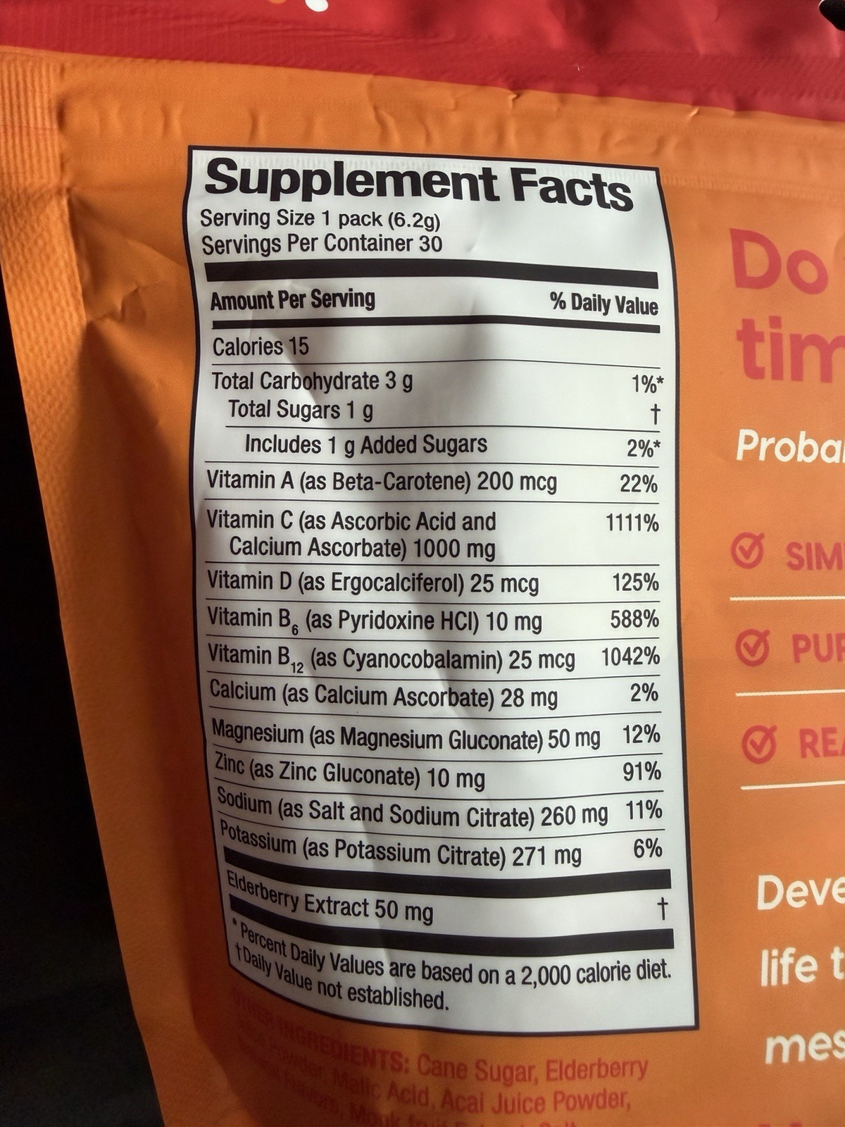 Hydrant Hydration Electrolyte Drink Mix Elderberry New Sealed