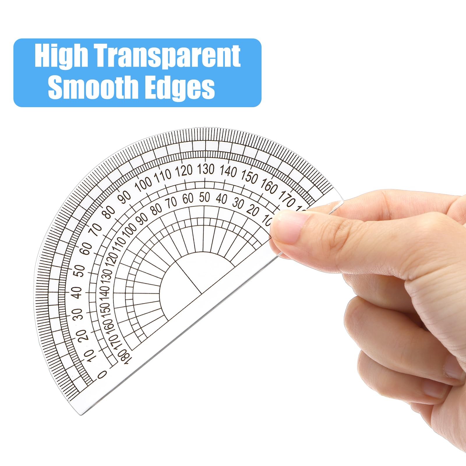 100 PCS Clear Plastic Protractor 180 Degree Math Geometry Student Tool 4 Inch