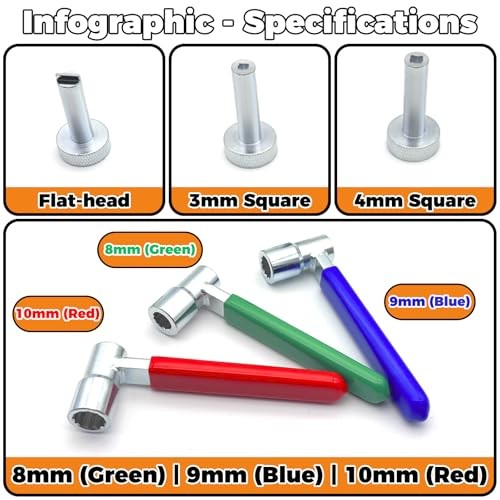 Adjustable Wrenches Set - 6 Pieces - 8mm, 9mm, 10mm Jam