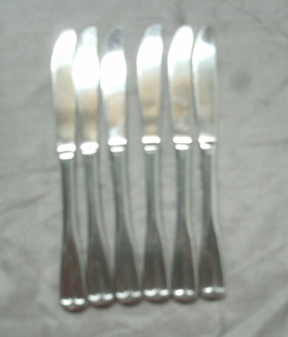 Vtg Unknown Mfg UNF38 Stainless Set of 6-8 1/2" Modern Knives Flatware Korea 1