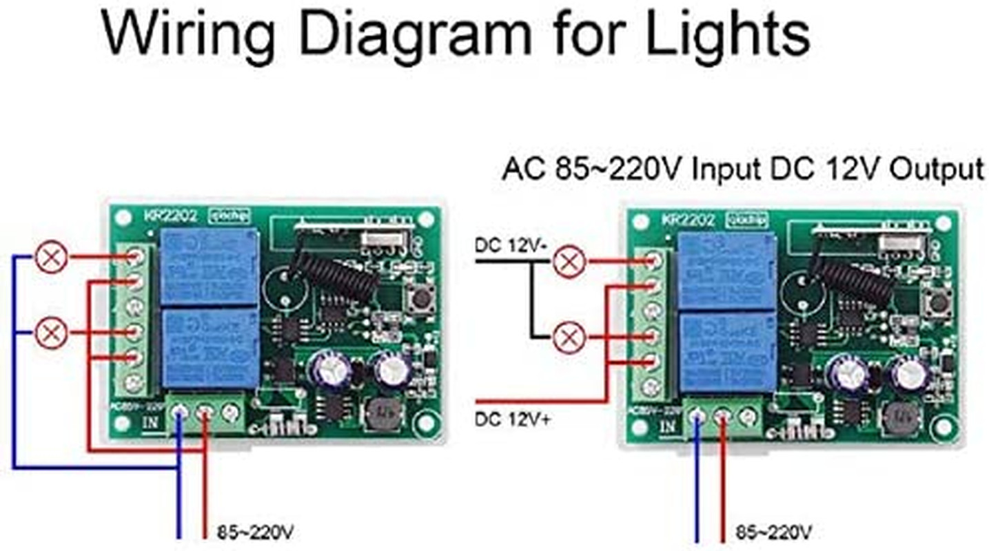 110V 120V 220V Wireless RF Remote Control Relay Switch Universal 2-Channel 433Mh
