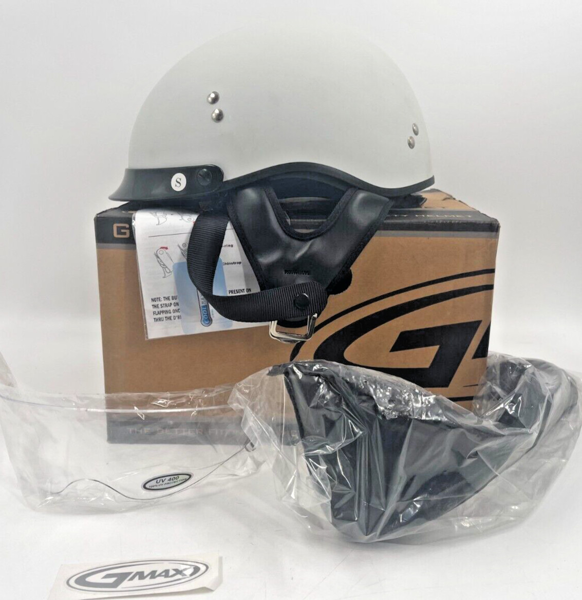 GMAX GM65S PEAK Solid Full Dressed Helmet FLAT WHITE Size SMALL 55-56CM